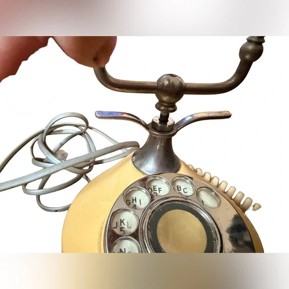 Retro Yellow Rotary-Style Corded Telephone - Picture 4 of 8